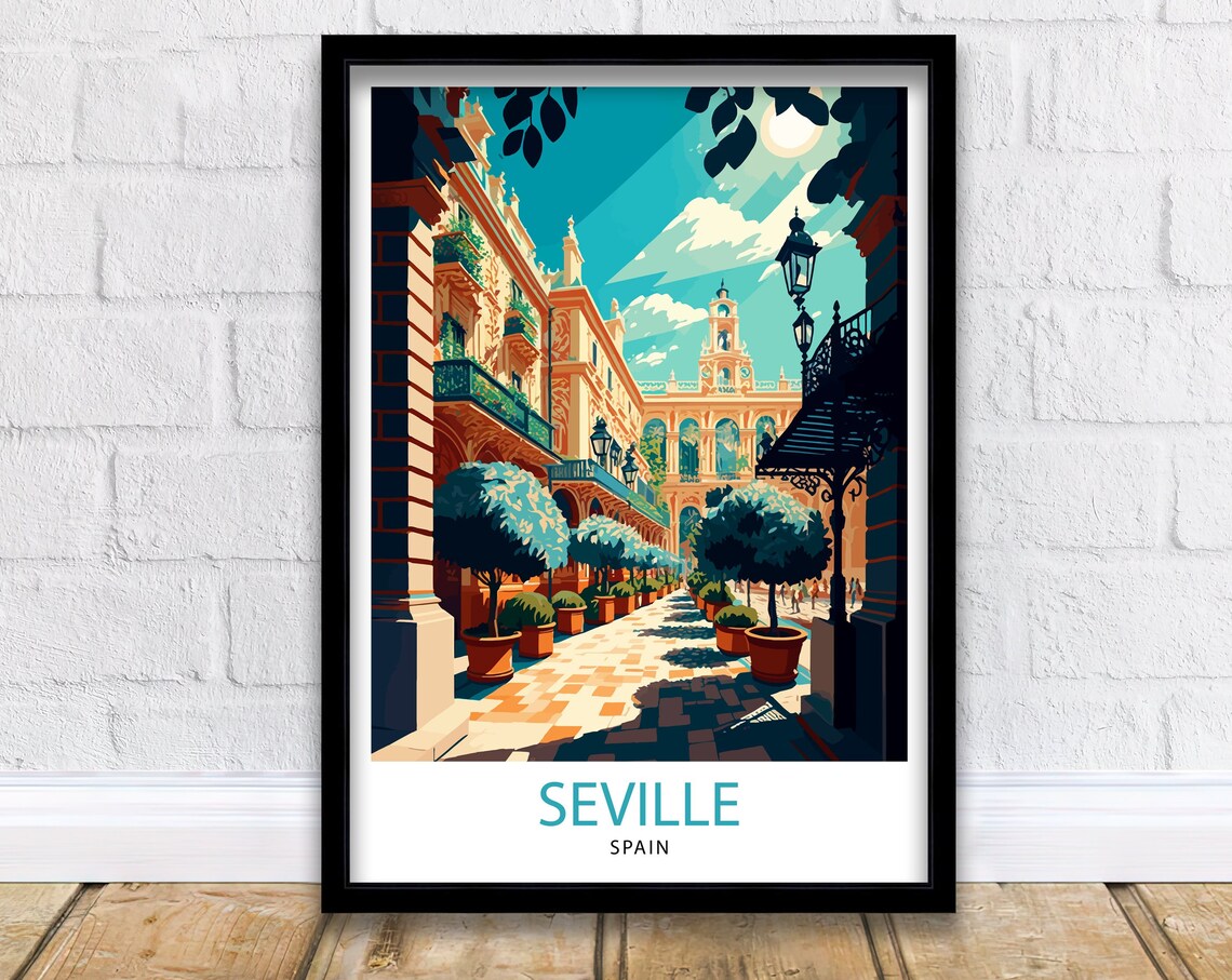 Seville Spain Travel Poster, Spain Illustration