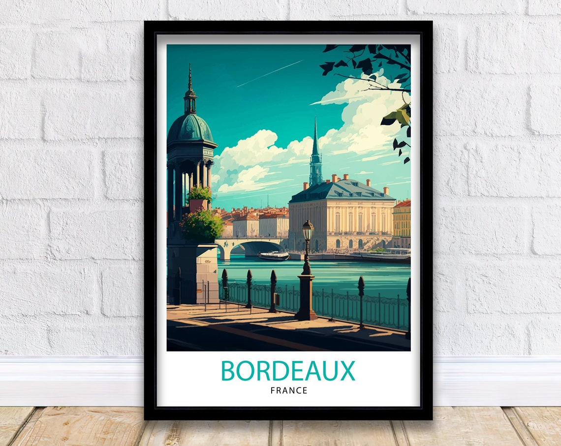 Bordeaux France Garonne Riverside Promenade Tower Travel Poster