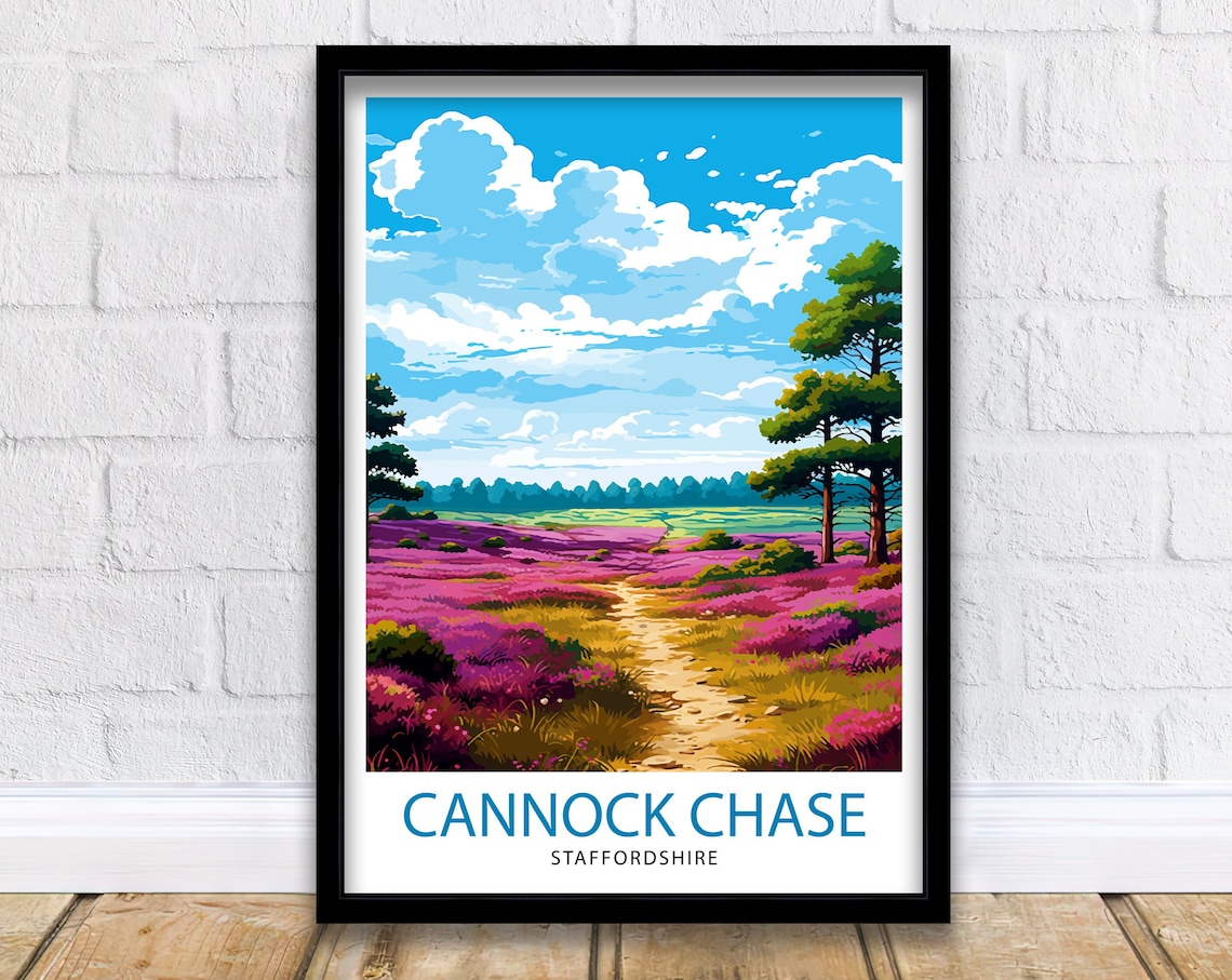 Cannock Chase AONB Travel Poster, Staffordshire Woodland