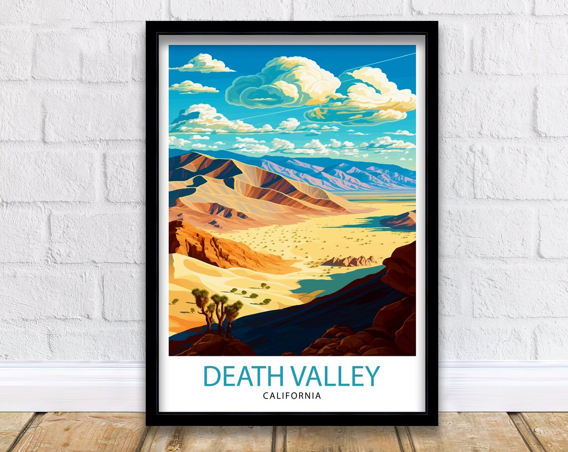 Death Valley California Golden Desert Canyon Sunrise Travel Poster