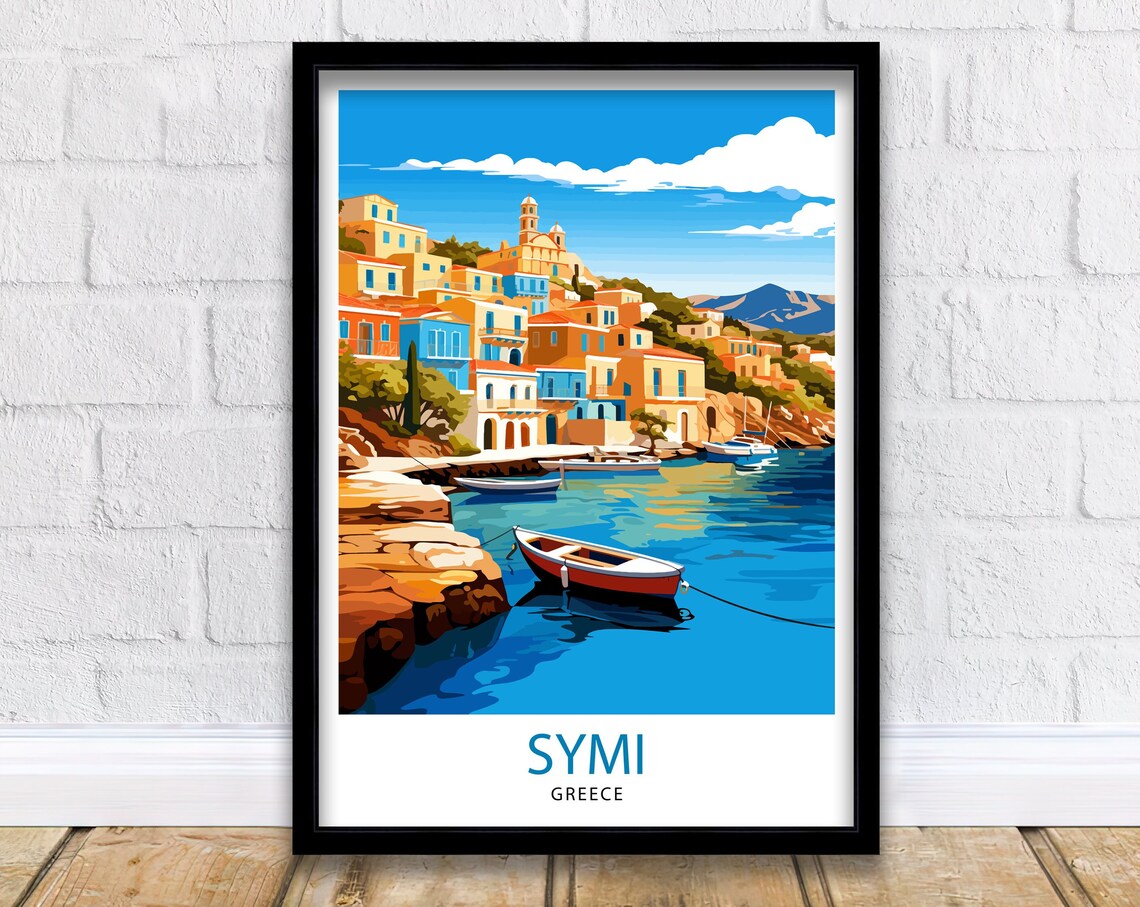 Symi Greece Travel Poster, Greek Island Wall Decor
