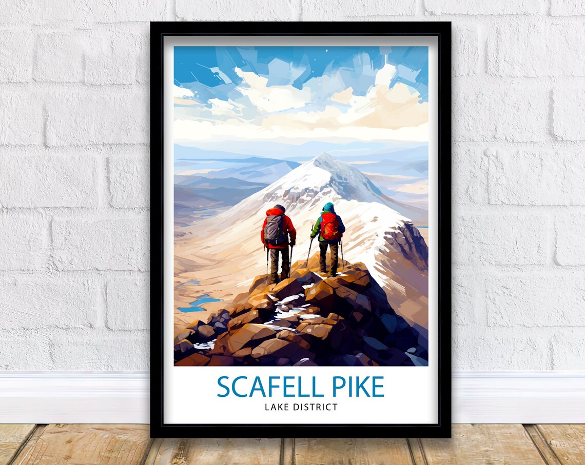 Scafell Pike Travel Poster, Lake District Landscape