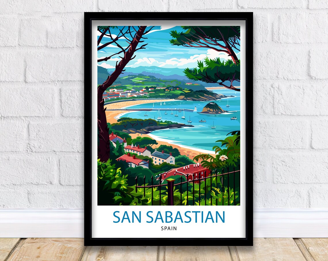 San Sebastian Spain Illustration Travel Poster