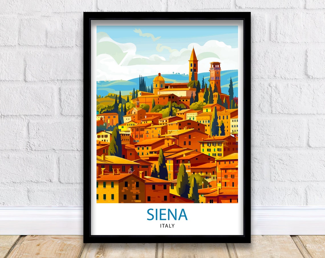 Siena Italy Tuscan Hill Town Sunset Rooftops Golden Wall Art