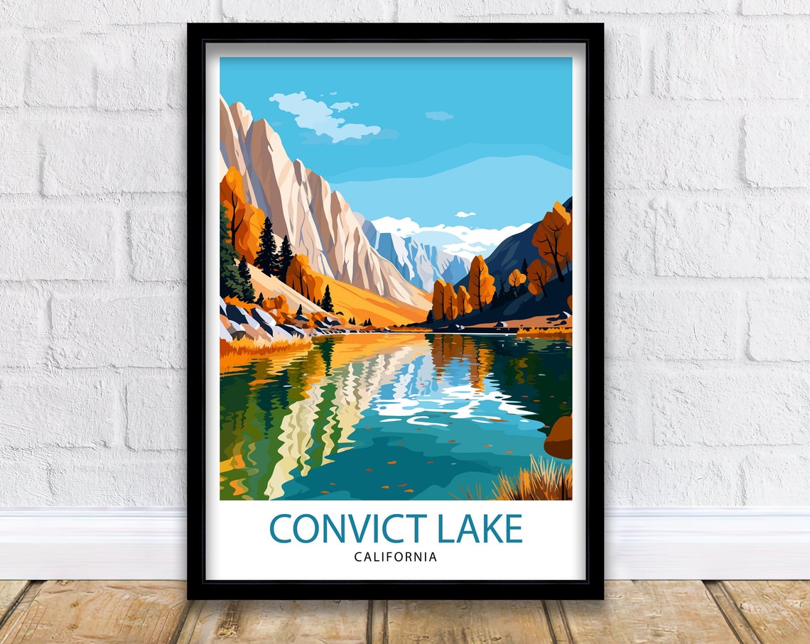 Convict Lake California Travel Print Convict Lake Wall Decor Convict Lake Home Living Decor Convict Lake California Illustration Travel