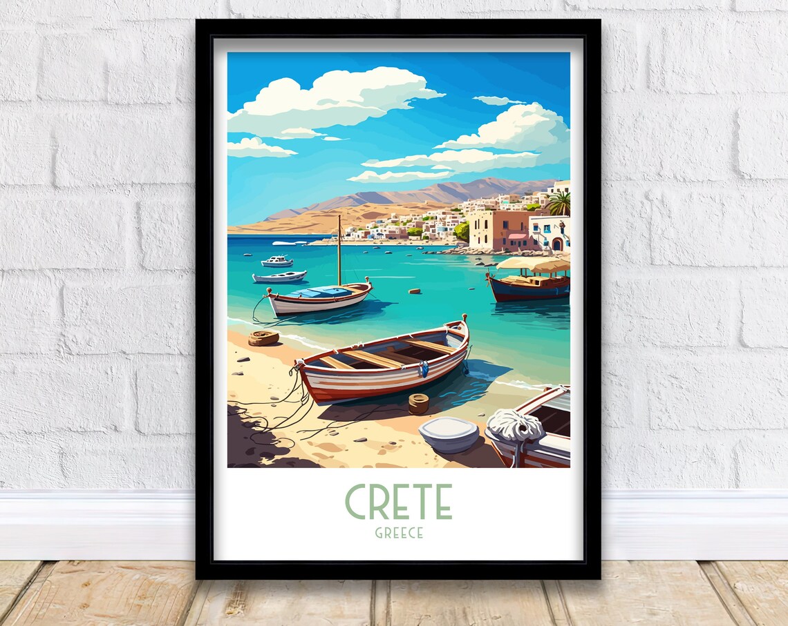 Crete Greece Travel Poster, Greek Island Art Print