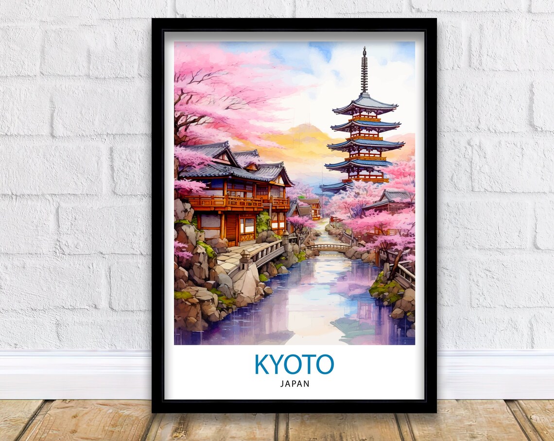 Kyoto Japan Travel Poster, Kyoto Art Print