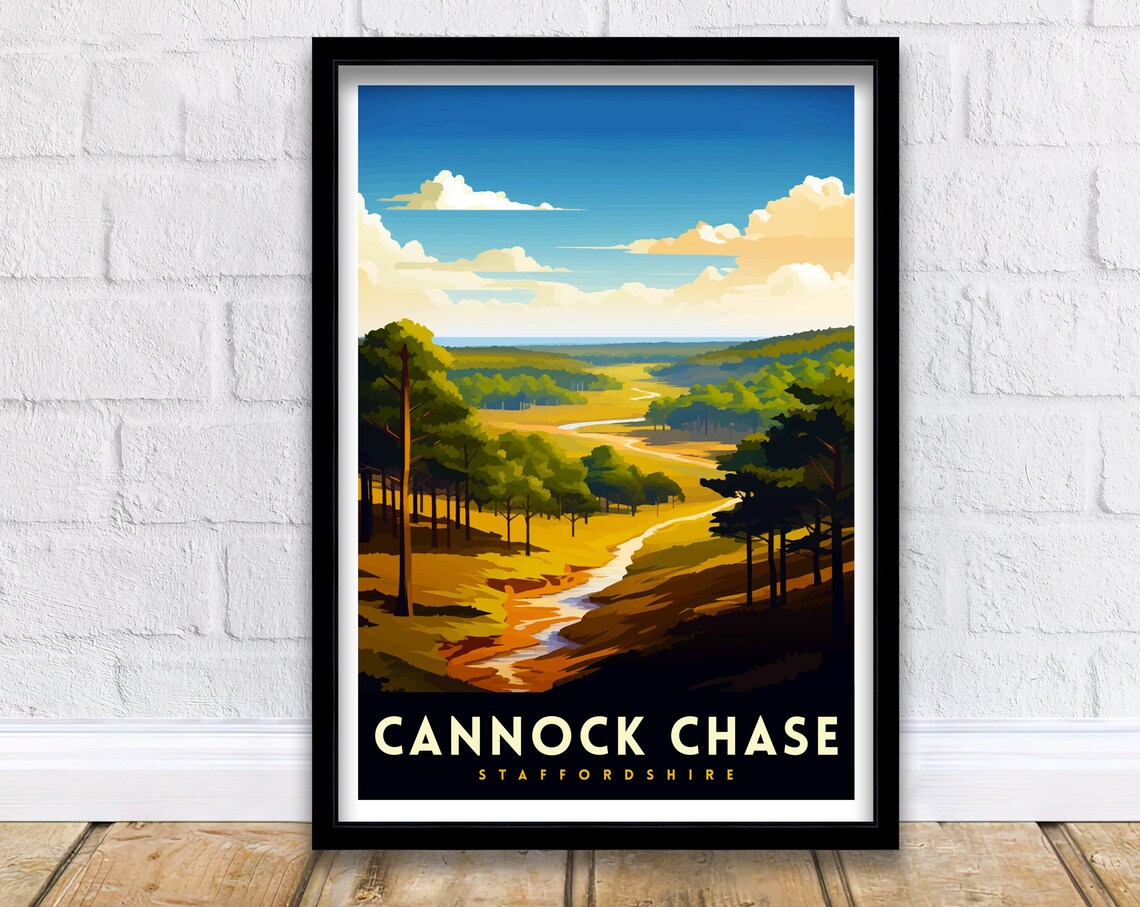 Cannock Chase Staffordshire Golden Forest Trail Vintage Travel Poster