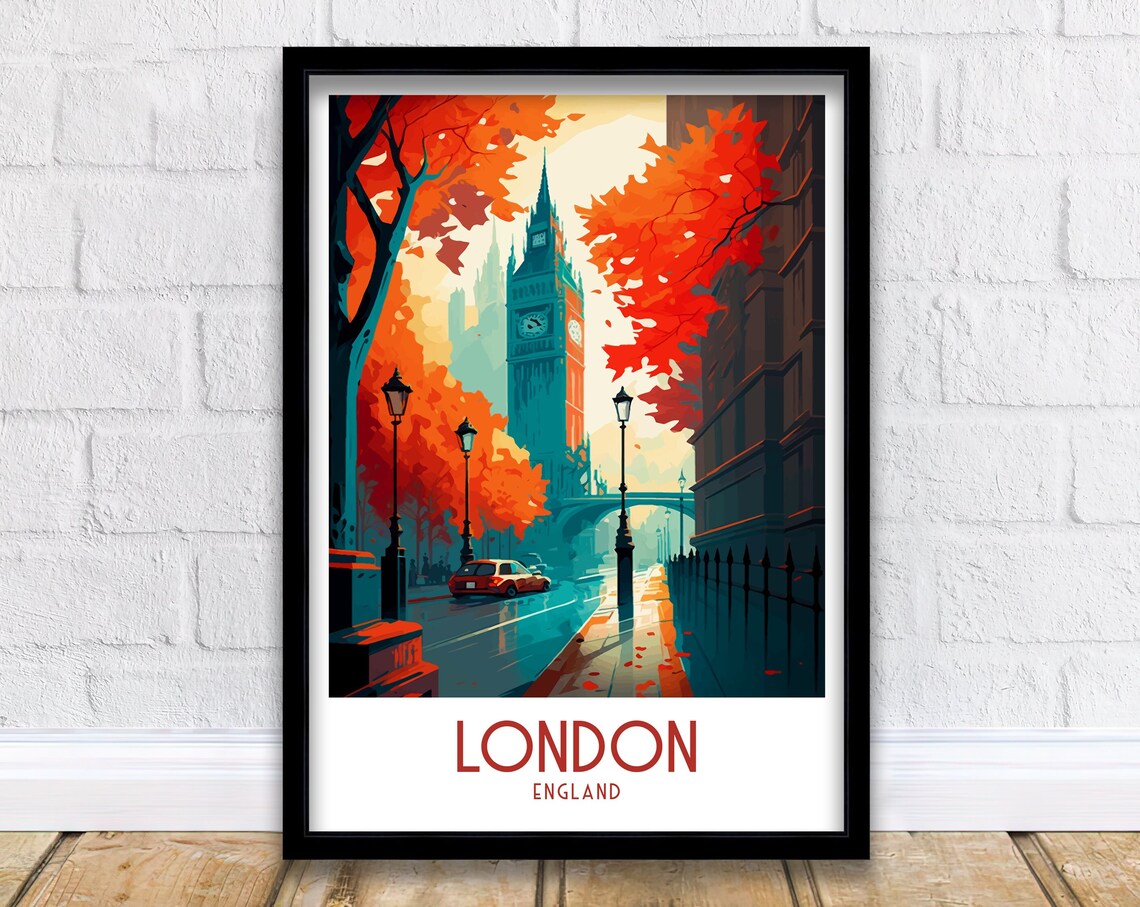 London Travel Poster, UK Home Decor Wall Art