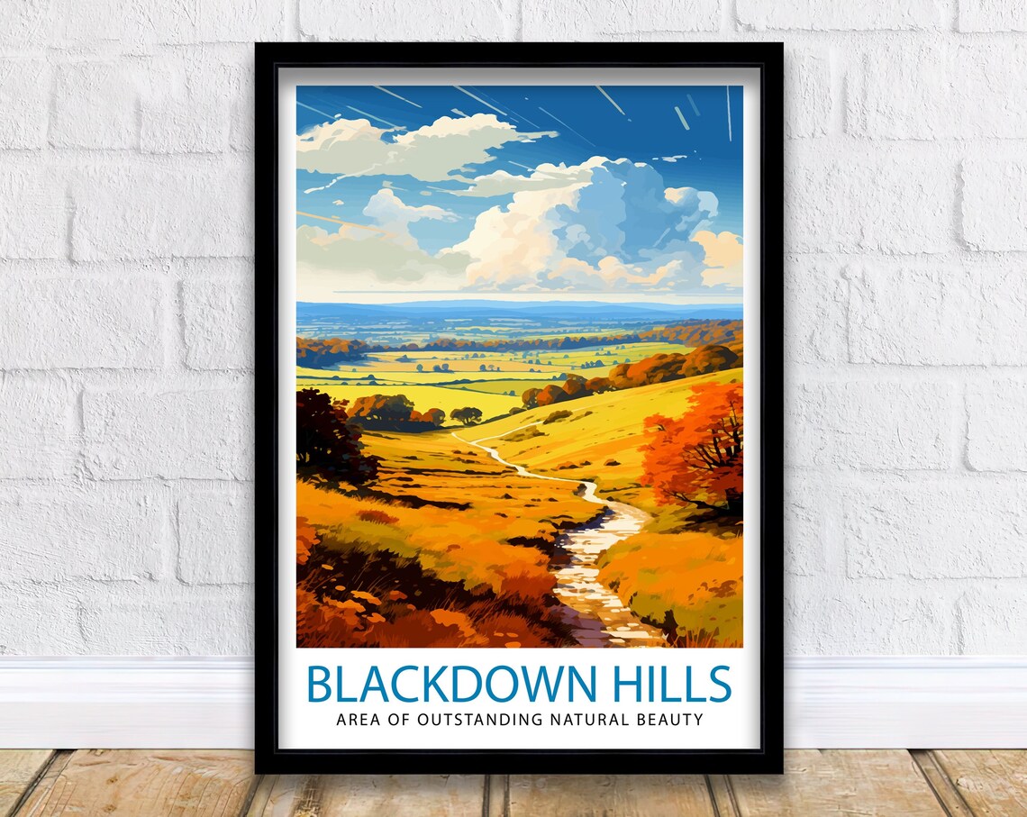 Blackdown Hills AONB Autumn Valley Stream Landscape Art Poster