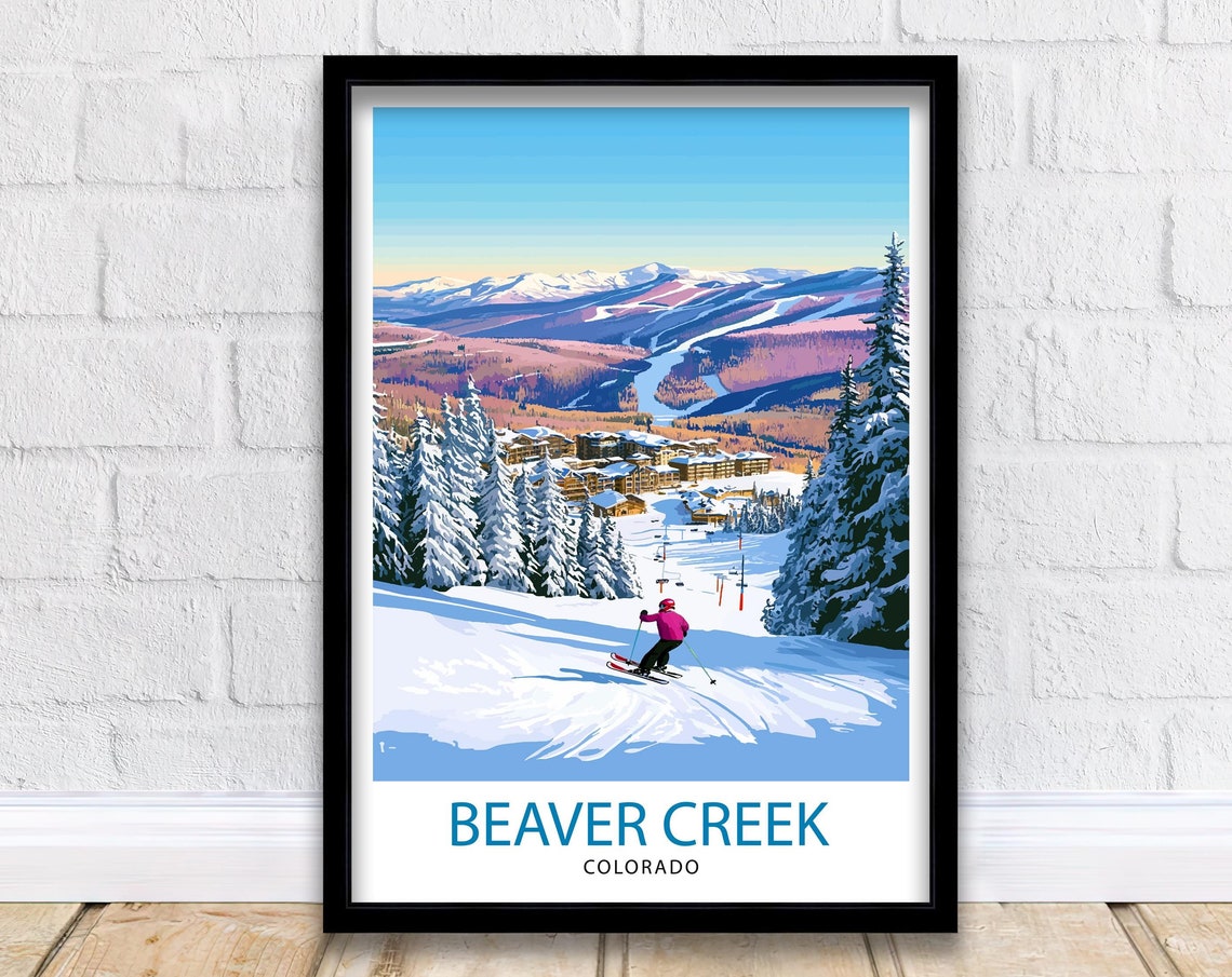 Beaver Creek Colorado Ski Resort Skier Snowy Slopes Travel Poster