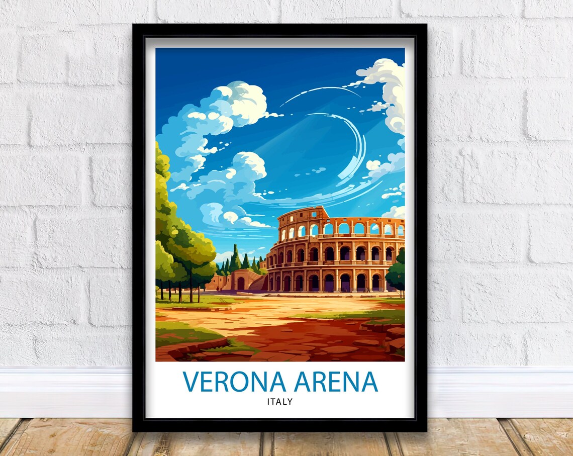 Veronas Arena Rome Travel Print Verona Wall Decor Verona Poster Rome Travel Prints Veronas Arena Art Print Veronas Arena Illustration