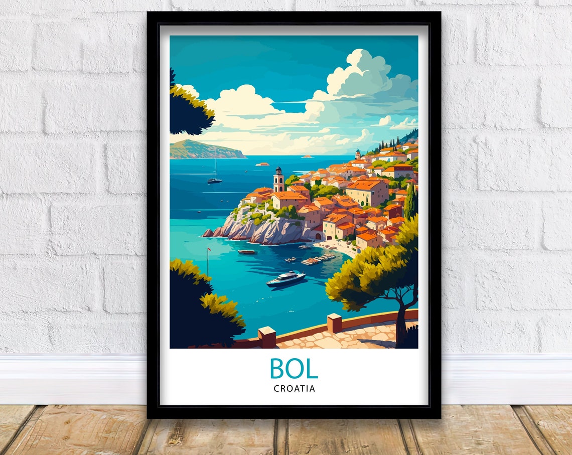 Bol Croatia Travel Print Bol Wall Decor Bol Home Living Decor Bol Croatia Illustration Travel Poster Gift For Bol Croatia Home Decor