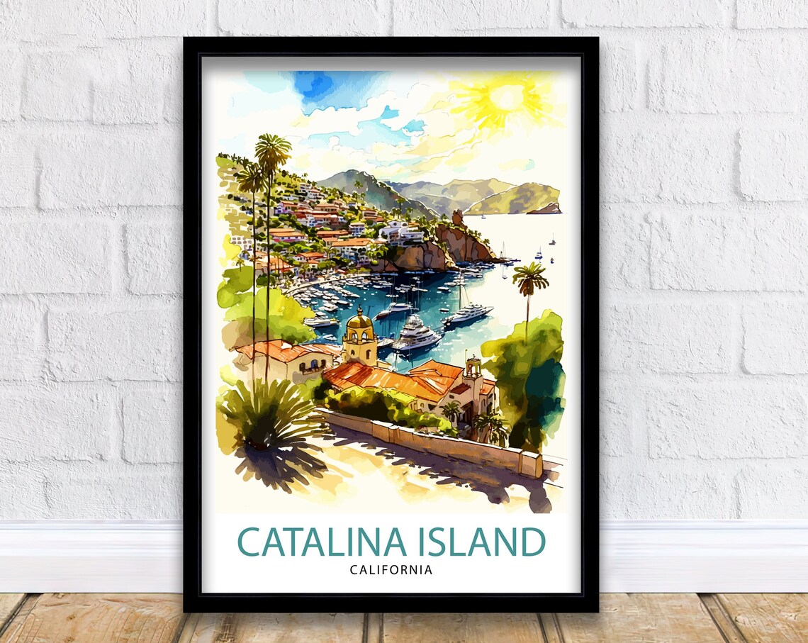 Catalina Island California Travel Poster, Illustration