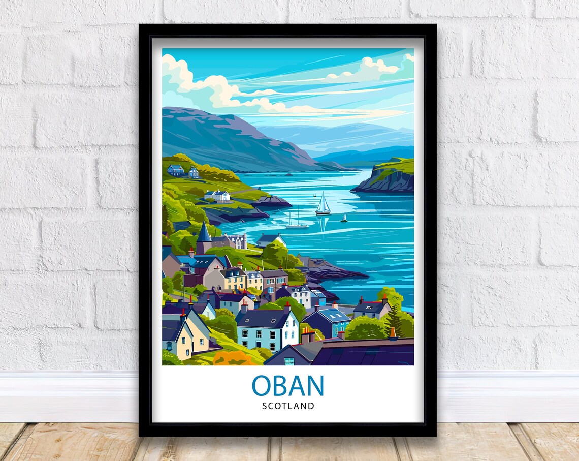 Oban Scotland Travel Poster, Europe Wall Decor