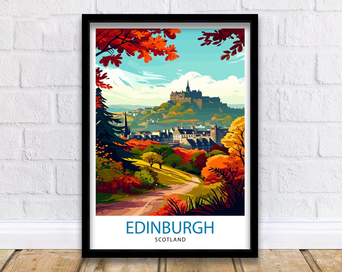 Edinburgh Scotland Travel Poster, Edinburgh Wall Art