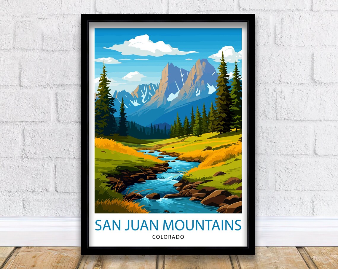 San Juan Mountains Meadow Stream Jagged Peaks Colorado Poster