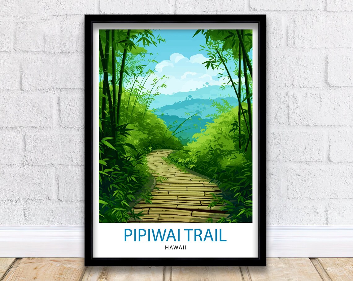 Pipiwai Trail Hawaii Bamboo Forest Boardwalk Jungle Hiking Travel Poster