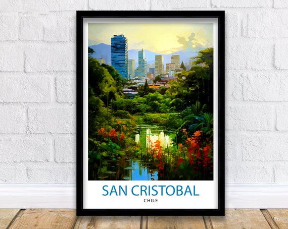 San Cristobal Chile Travel Print San Cristobal Wall Decor San Cristobal Poster Chile Travel Prints San Cristobal Art Print San Cristobal