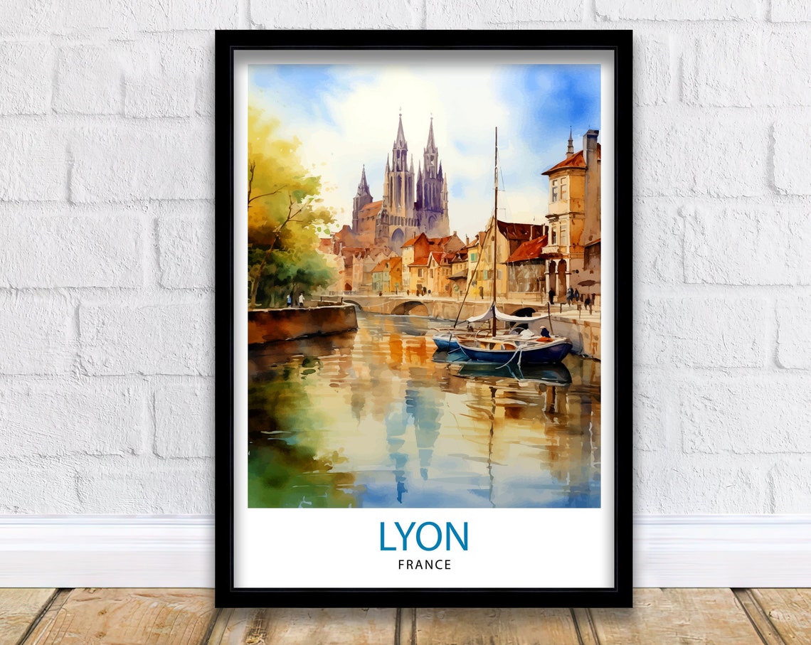 Lyon France Travel Print Lyon Wall Decor Lyon Poster France Travel Prints Lyon Art Print Lyon Illustration Lyon Wall Art France Print