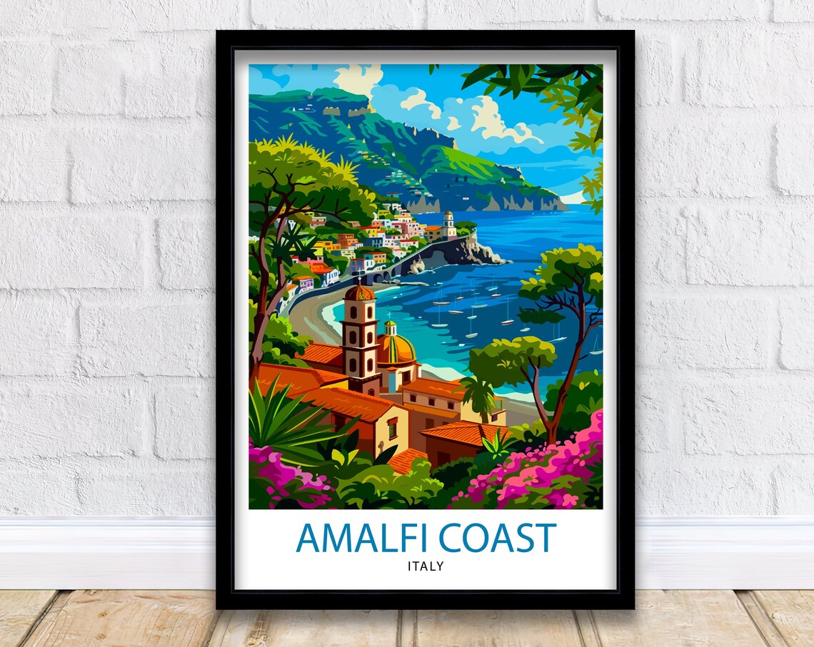 Amalfi Coast Italy Travel Poster, Wall Decor