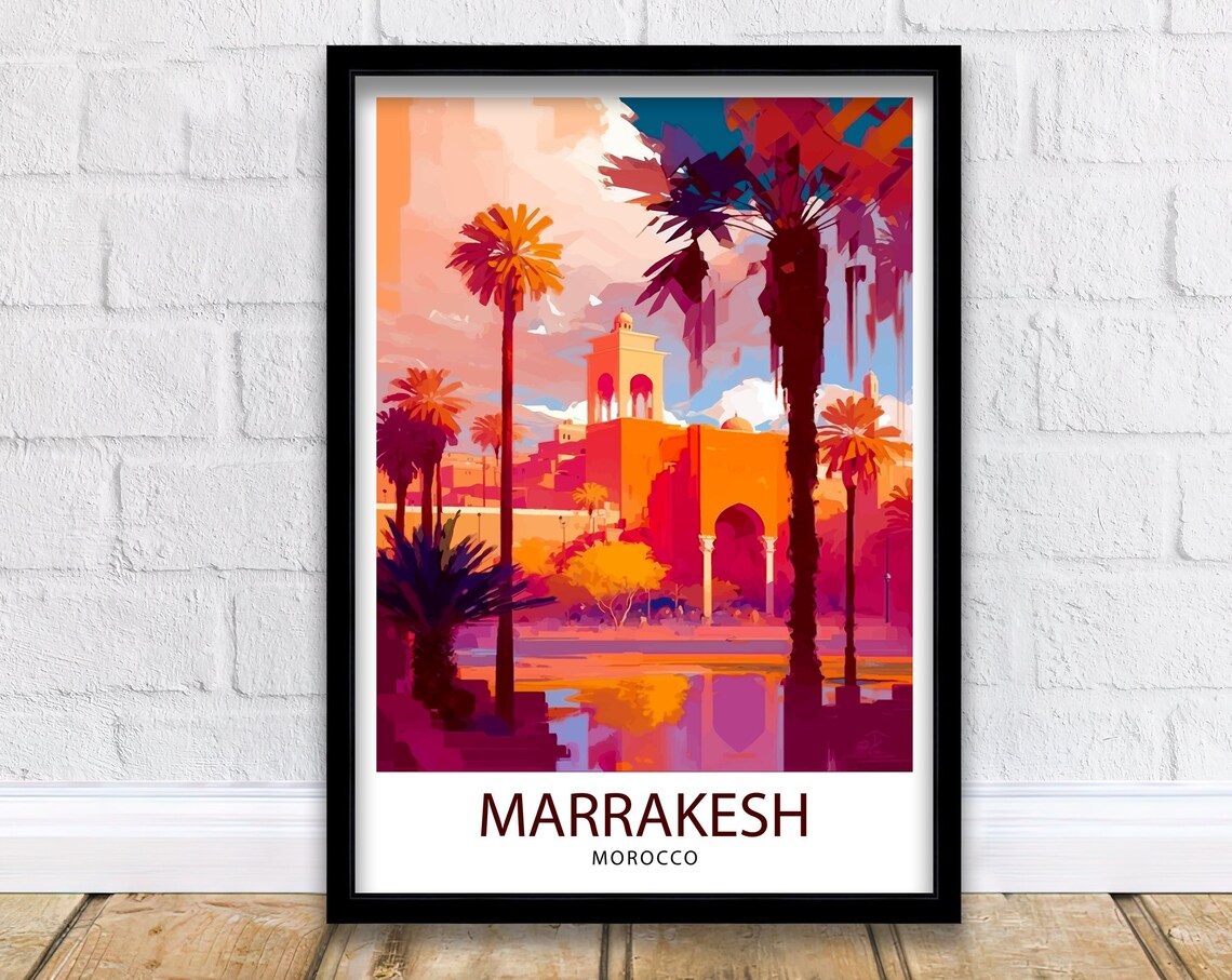 Marrakesh Morocco Travel Poster, World Cultural Art