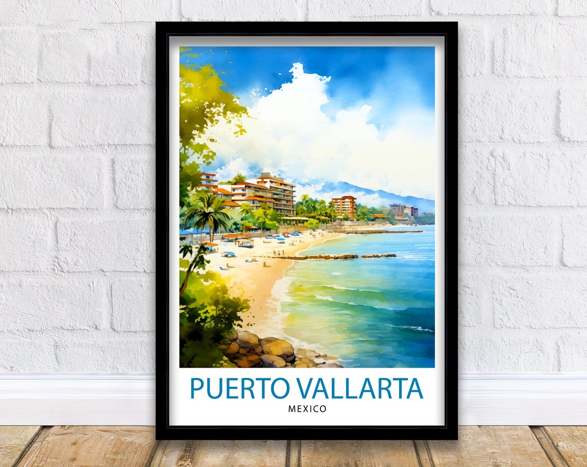 Puerto Vallarta Mexico Travel Print Puerto Vallarta Wall Decor Puerto Vallarta Poster Mexico Travel Prints Puerto Vallarta Art Print