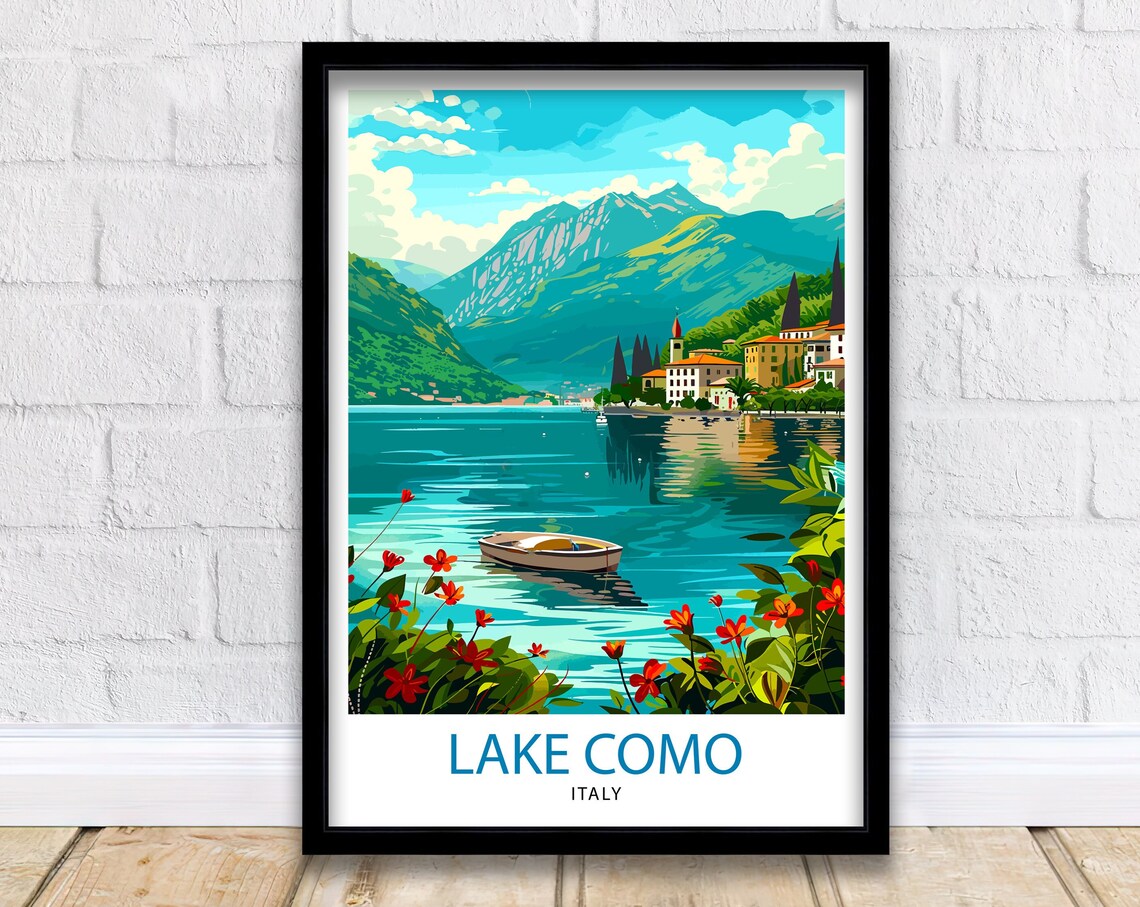Lake Como Italy Travel Poster, Home Living Decor