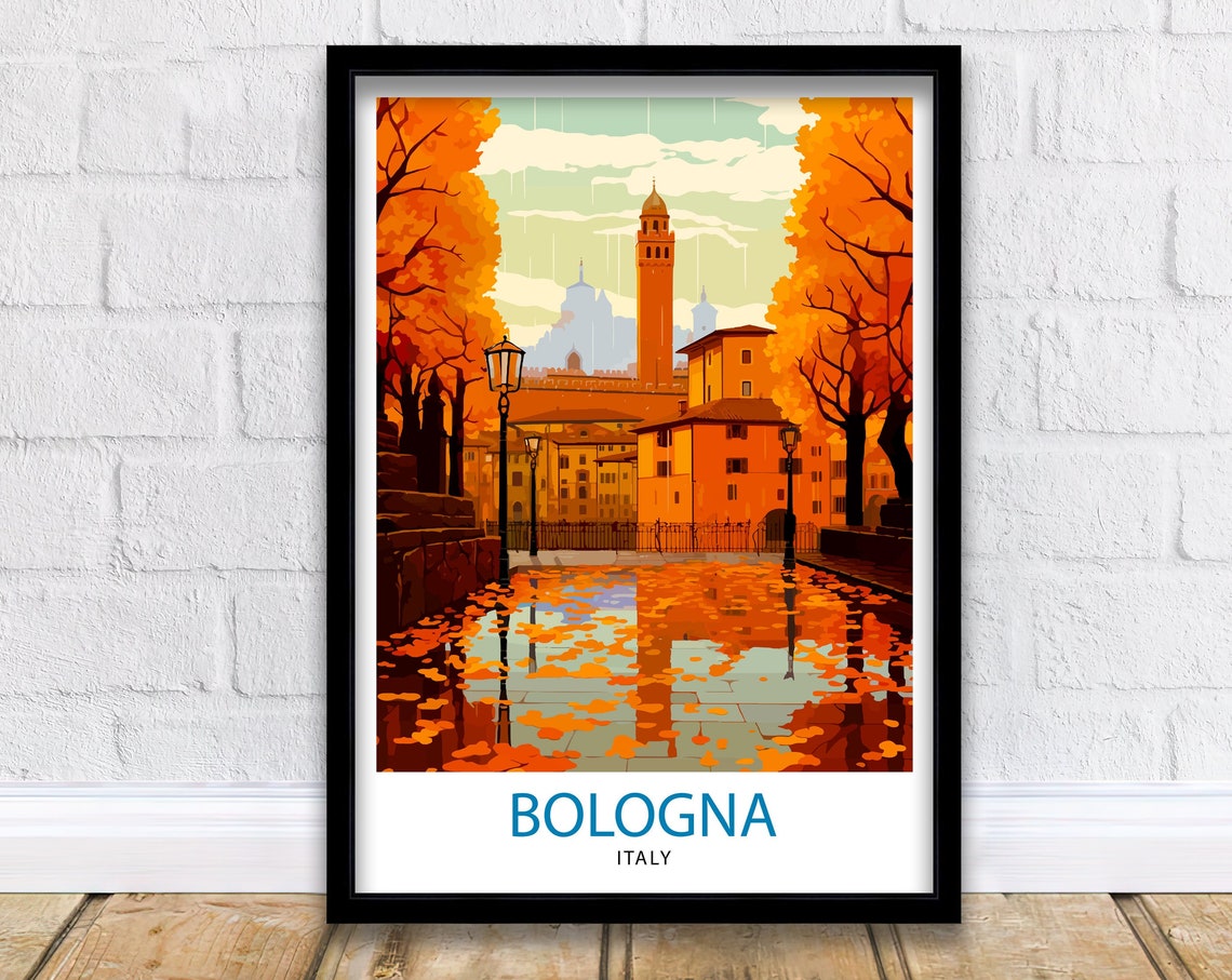 Bologna Italy Travel Print Bologna Wall Decor Bologna Home Living Decor Italy Illustration Travel Poster Gift For Bologna Italy Home Decor
