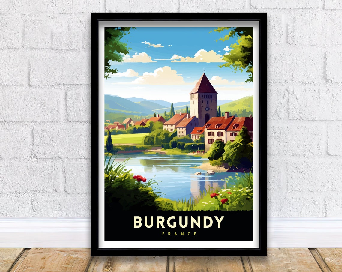 Burgundy France Travel Print Burgundy Wall Decor Burgundy Poster France Travel Prints Burgundy Art Print Burgundy Illustration Burgundy
