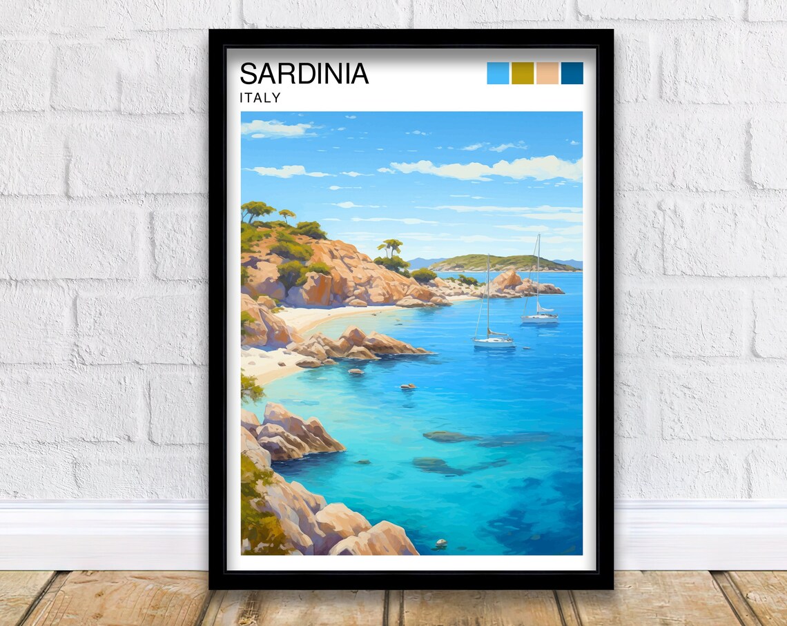 Sardinia Italy Travel Poster, Europe Wall Decor