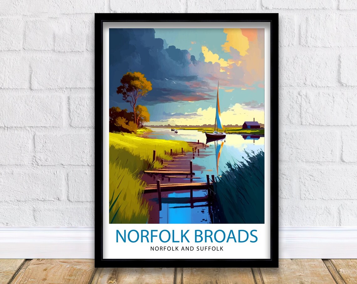 Norfolk Broads Travel Poster, England Travel Print