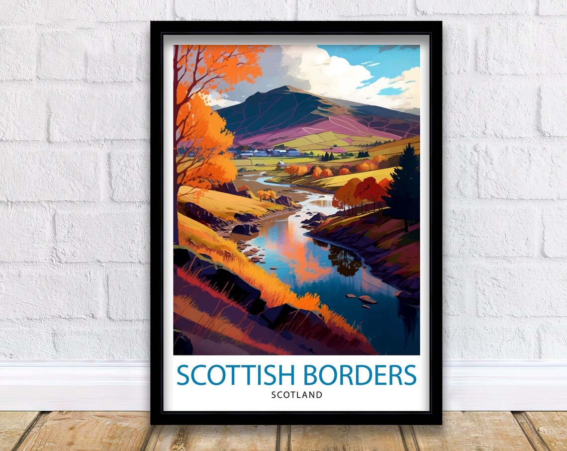 Scottish Borders Travel Poster, Scotland Wall Decor