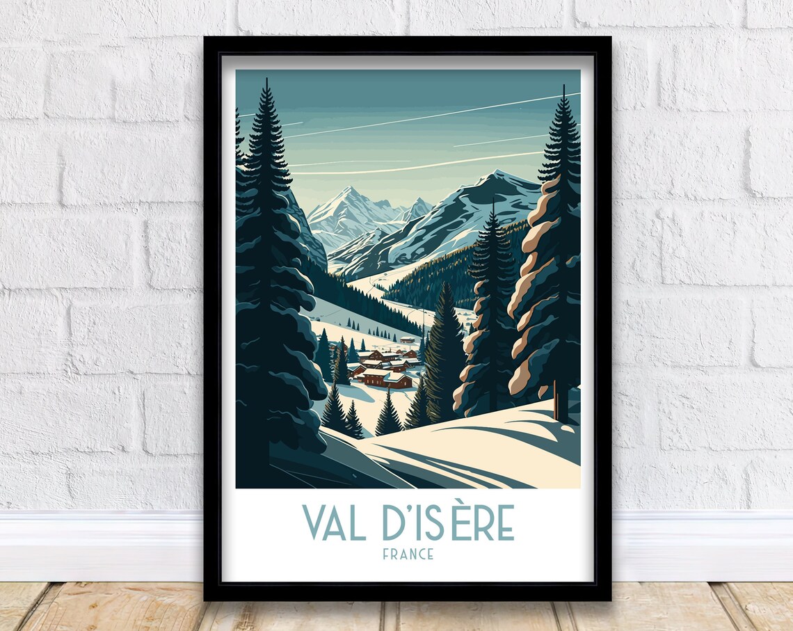 Val Disere Travel Poster, French Alps Skiing