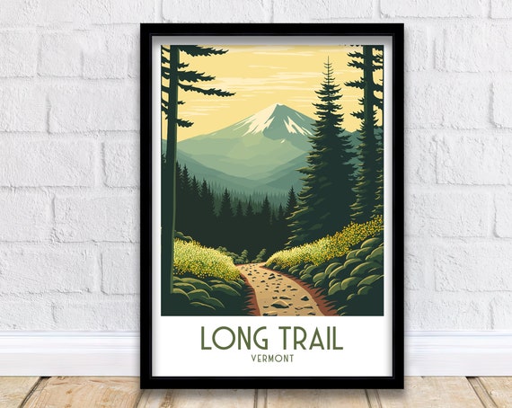 Long Trail Travel Poster, Appalachian Trail Vermont