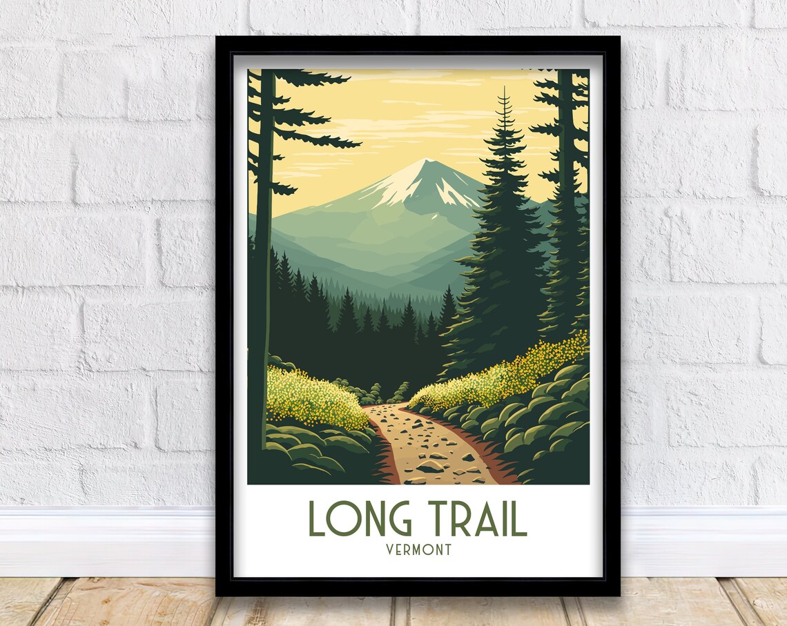 Long Trail Travel Poster, Appalachian Trail Vermont