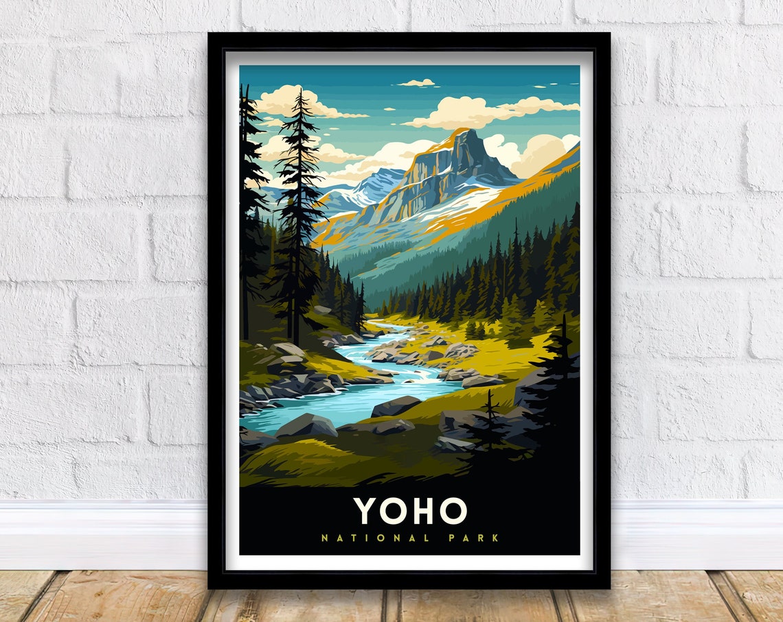Yoho National Park Canadian Rockies Vintage Landscape Poster