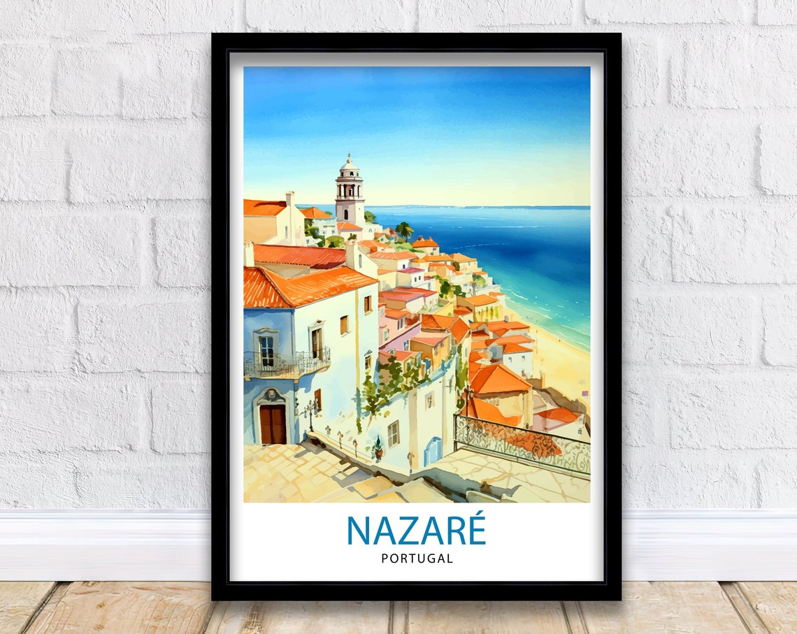 Nazare Portugal Travel Print Nazare Wall Decor Nazare Poster Portugal Travel Prints Nazare Art Print Nazare Illustration Nazare Wall Art