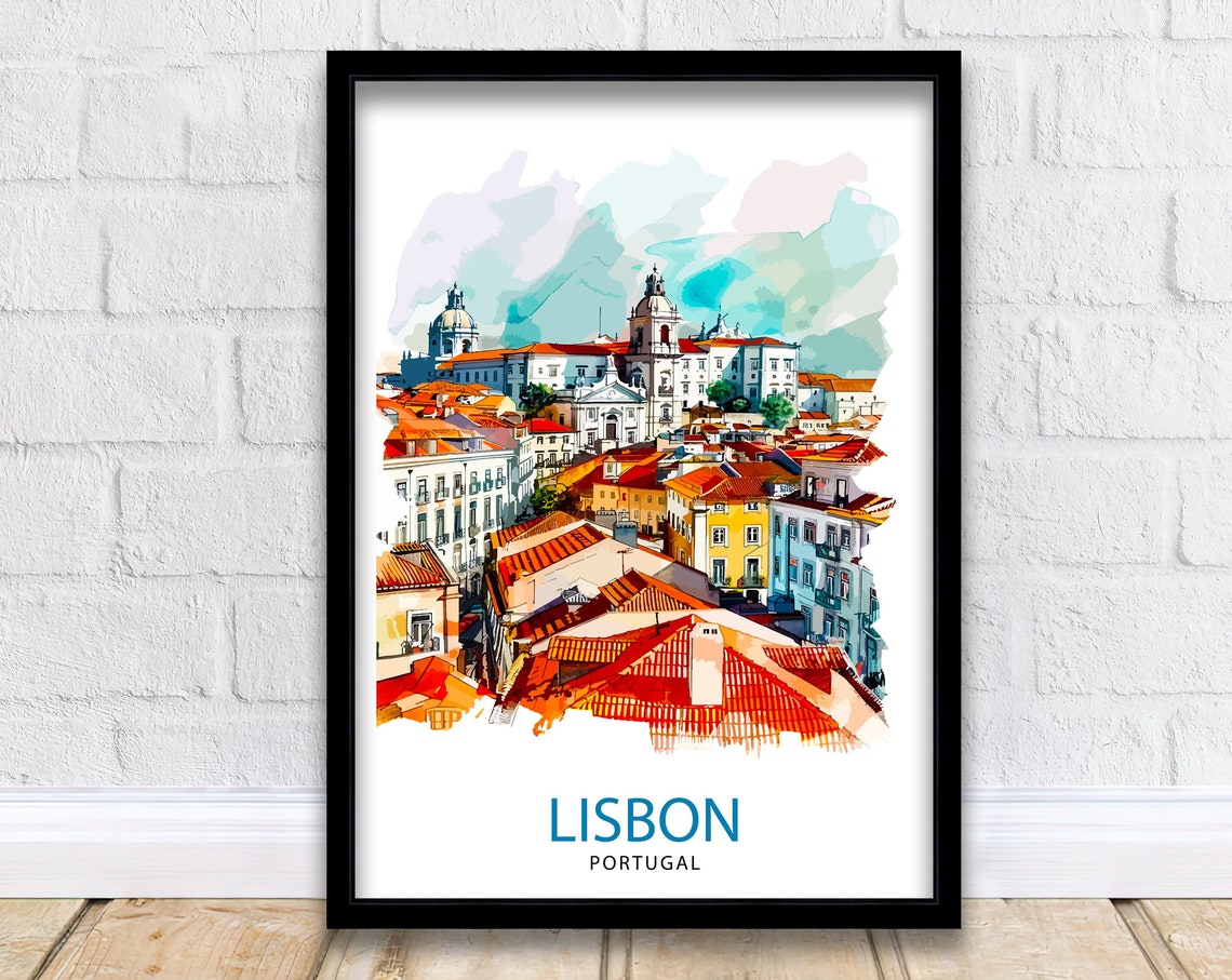 Lisbon Portugal Travel Print Lisbon Wall Decor Lisbon Poster Portugal Travel Prints Lisbon Art Print Lisbon Illustration Lisbon Wall Art