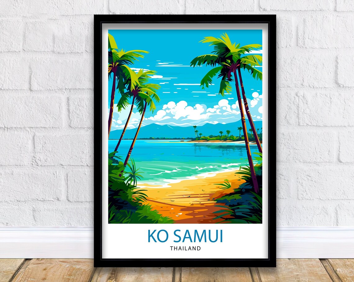 Koh Samui Thailand Travel Poster, Asia Wall Decor