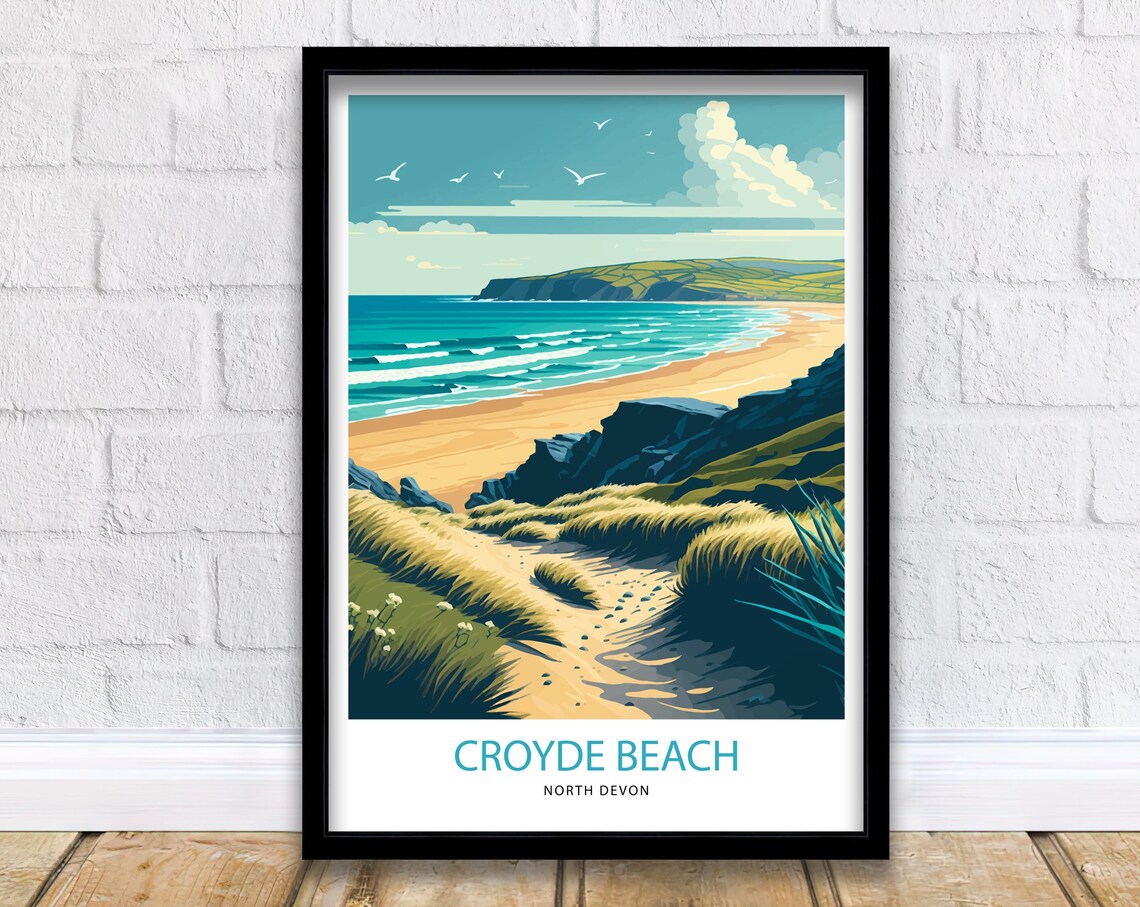 Croyde Bay Travel Poster, North Devon Travel Print