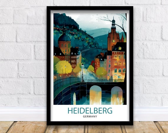 Heidelberg Germany Travel Poster, Europe Wall Decor