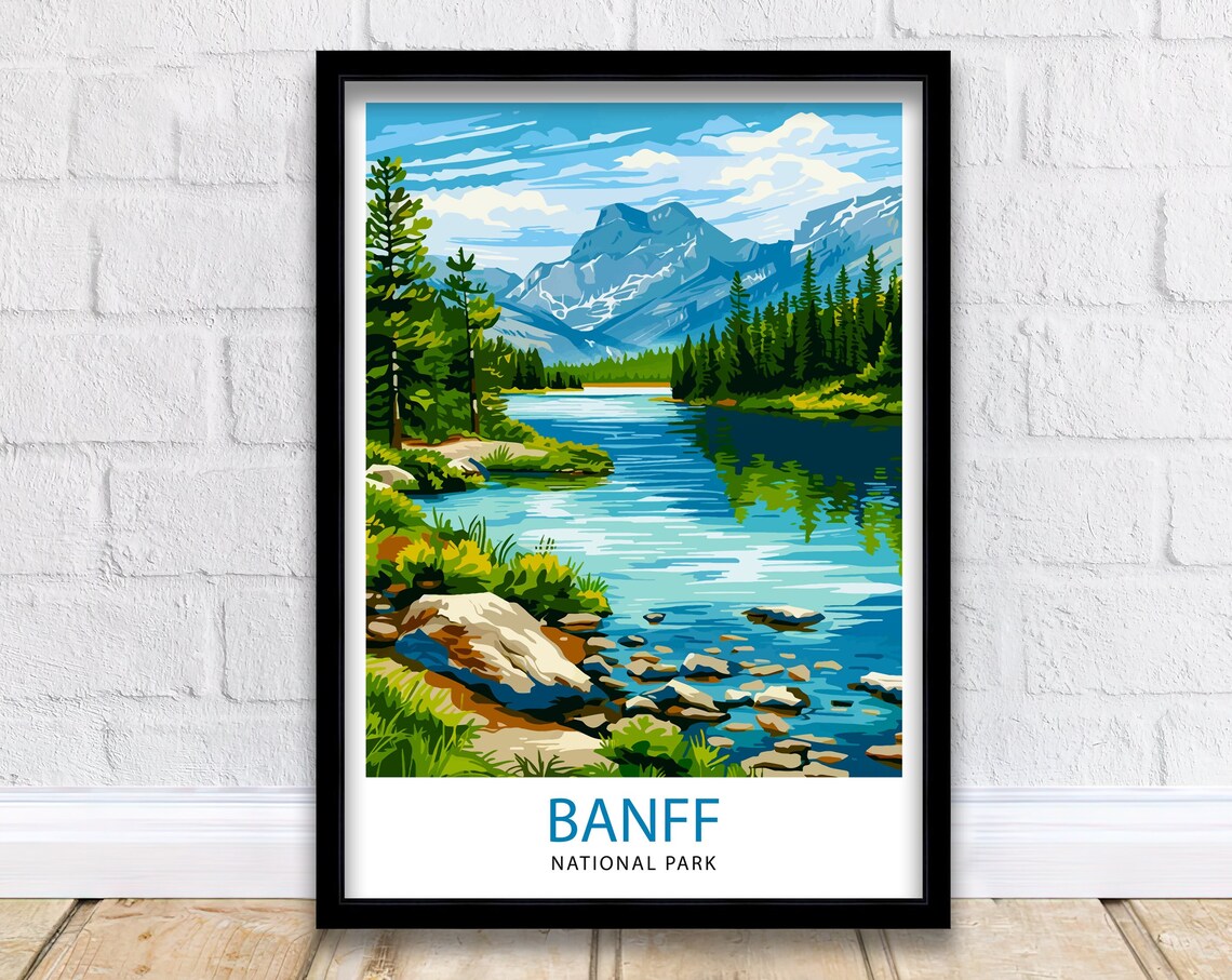 Banff National Park Travel Poster, Canada Illustration
