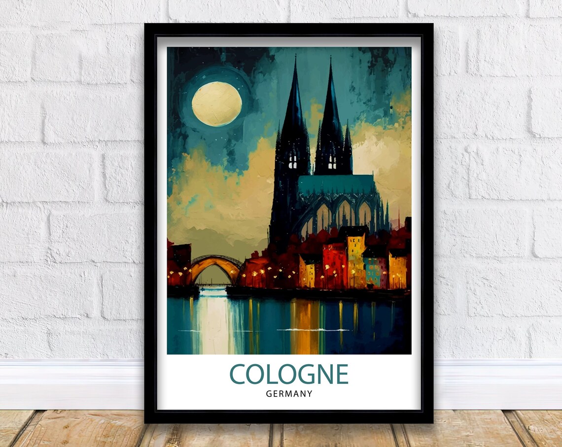Cologne Germany Travel Poster, Europe Wall Decor