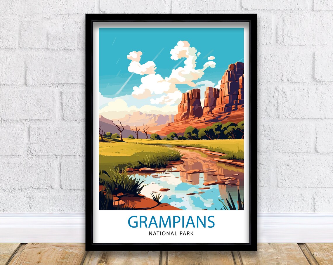 Grampians National Park Australia Red Rock Desert Stream Poster