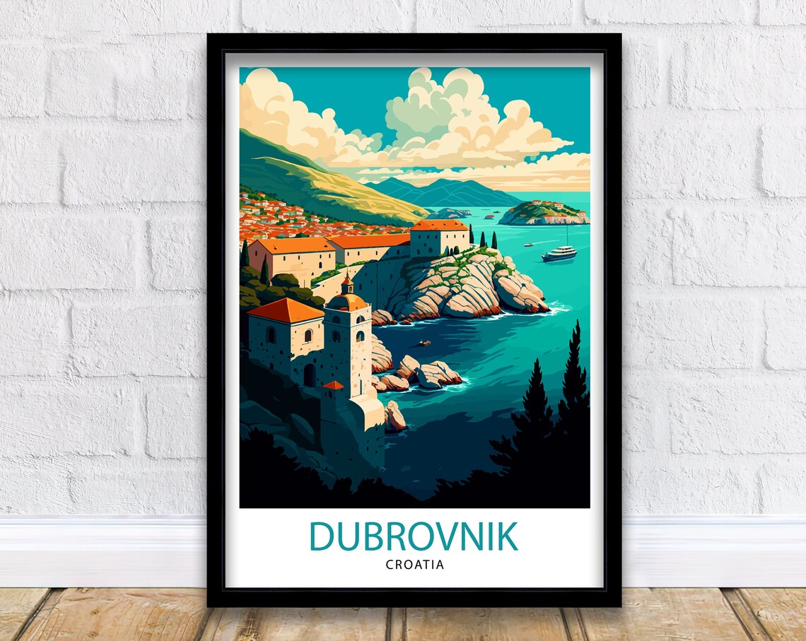 Dubrovnik Croatia Travel Poster, Europe Wall Art