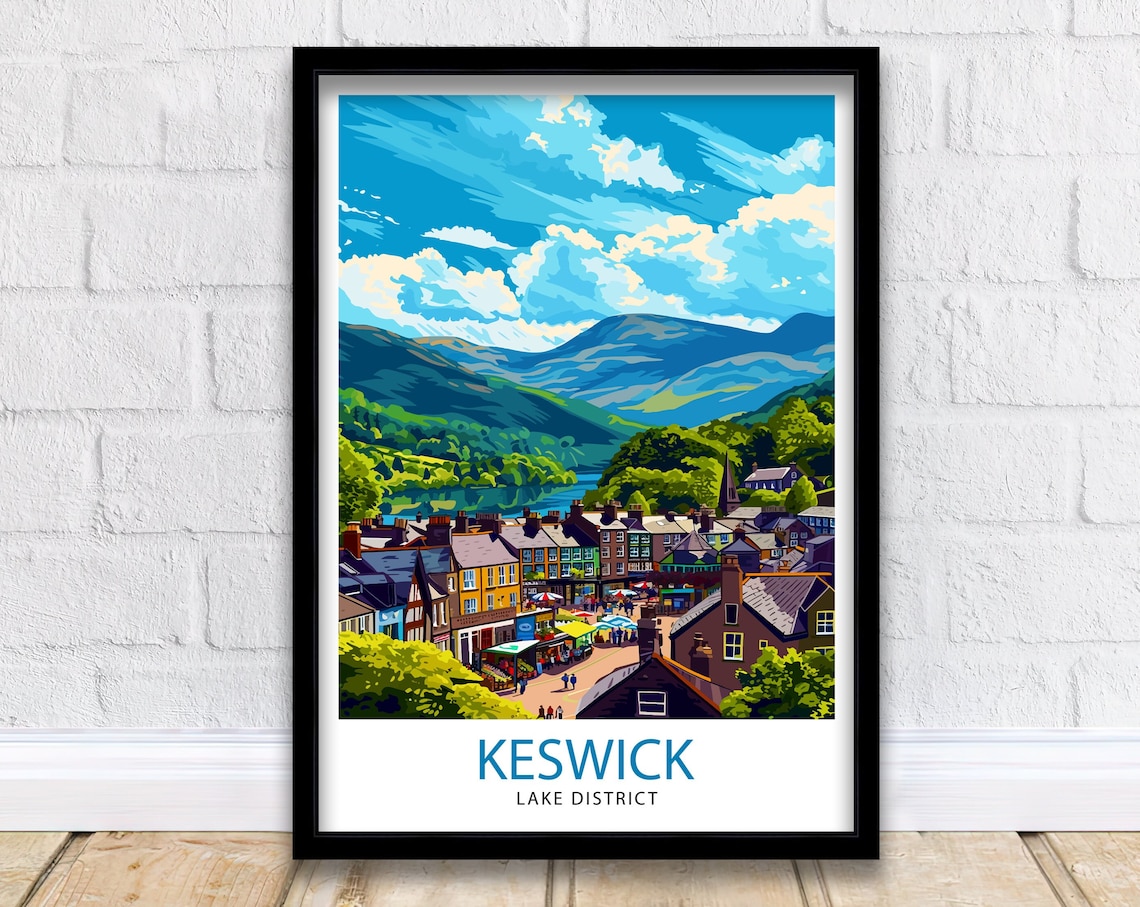 Keswick Lake District Travel Poster, Lake District