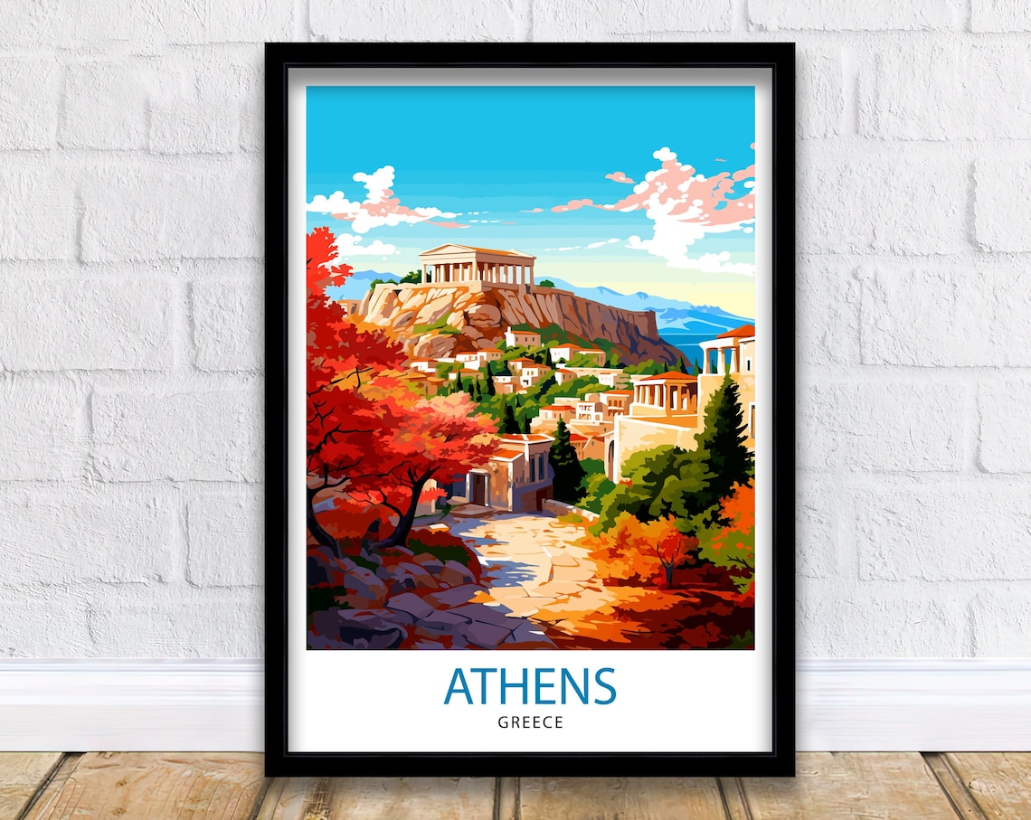 Athens Greece Travel Poster, Europe Wall Decor