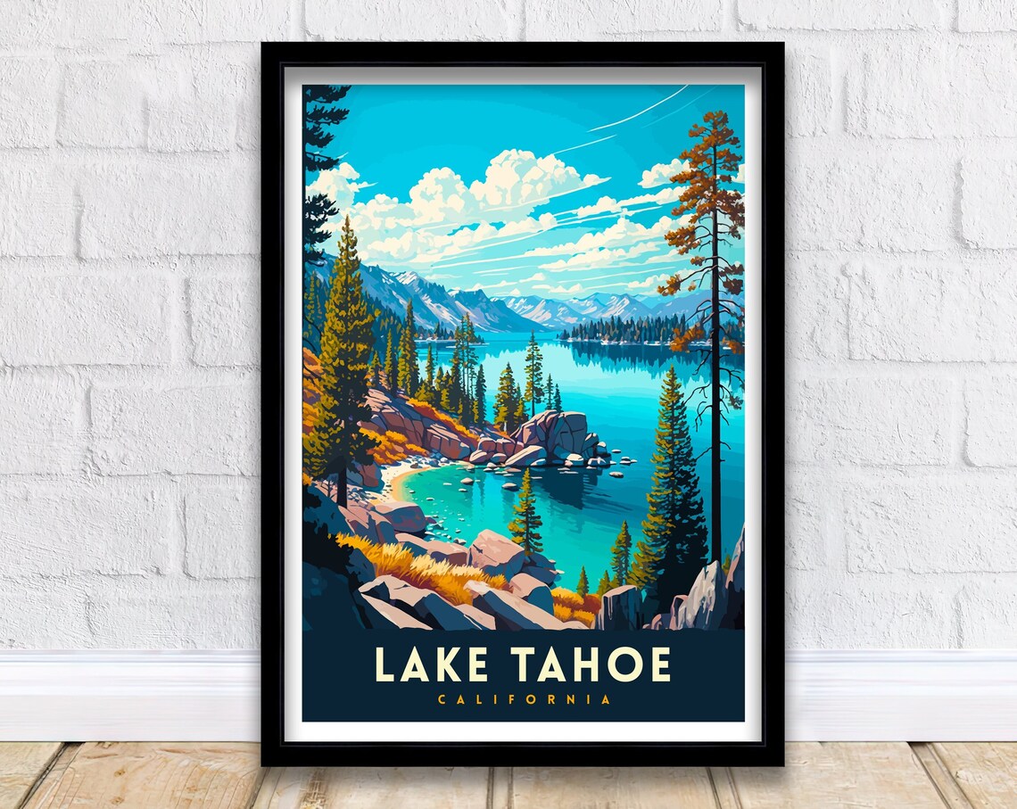 Lake Tahoe Travel Print Wall Decor Wall Art Lake Tahoe Wall Hanging Home Dcor Lake Tahoe Gift Art Lovers Usa Art Lover Gift Print Art