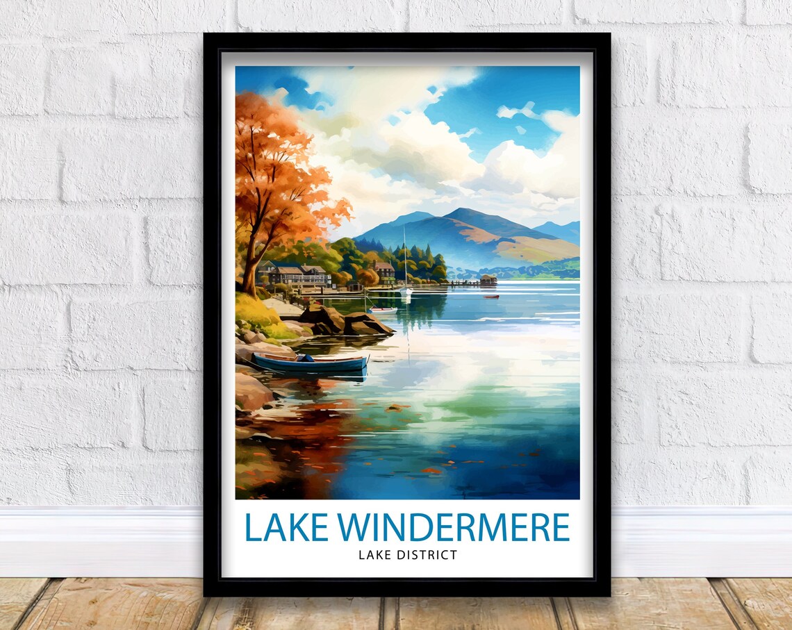 Lake Windermere Travel Print, Lake District Art